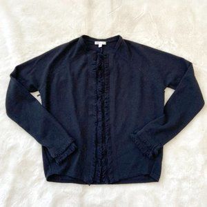 Minnie Rose Black Cashmere Fringe Cardigan